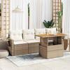 VidaXL Garden Lounge Set with Cushions 5 Pcs Beige Wicker, Outdoor Sofa Set, Garden Lounge, Set 3327096