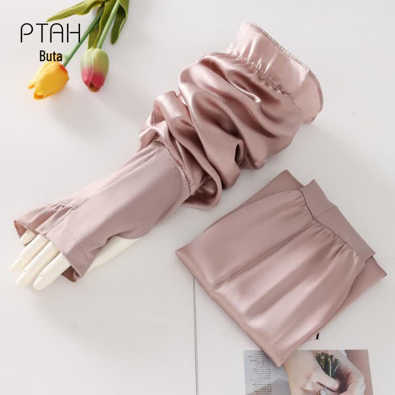 PTAH Women s Mulberry Silk Half-Finger Sun Protection Gloves