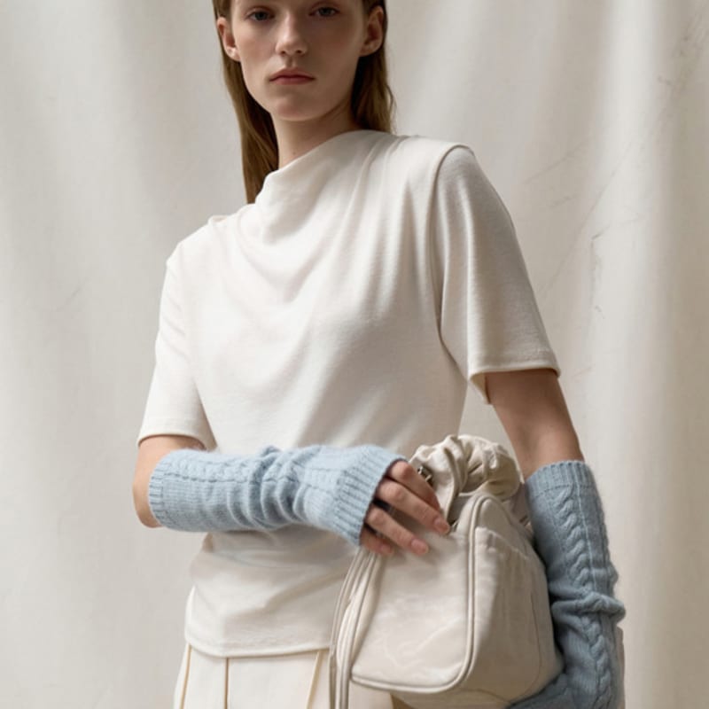 

ouie шерстяная смесь кабельный длинный гетр нежно-голубой OU1434 FREE