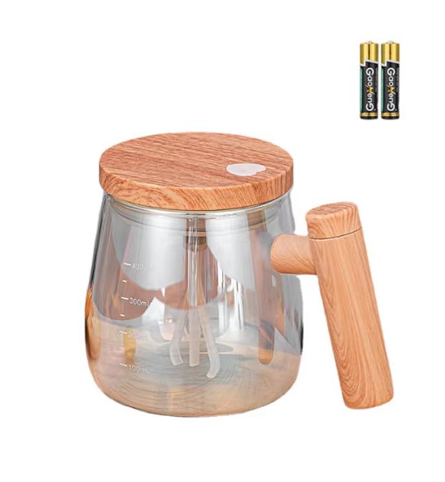 400ML Portable Rotating Stirring Electric Milk Coffee  Glass Water Cup Automatic Stirring Coffee Cup Glass Cup With Handle