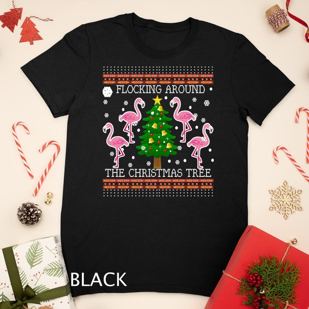 

Funny Flamingo Ugly Christmas Tree Snow Sweater Jumper Unisex T-shirt M