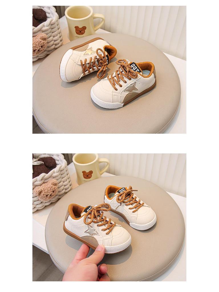 2025 Autumn/Winter Girls' Star Sports Shoes: Soft, Non-Slip, Casual Footwear for Medium and Large Kids