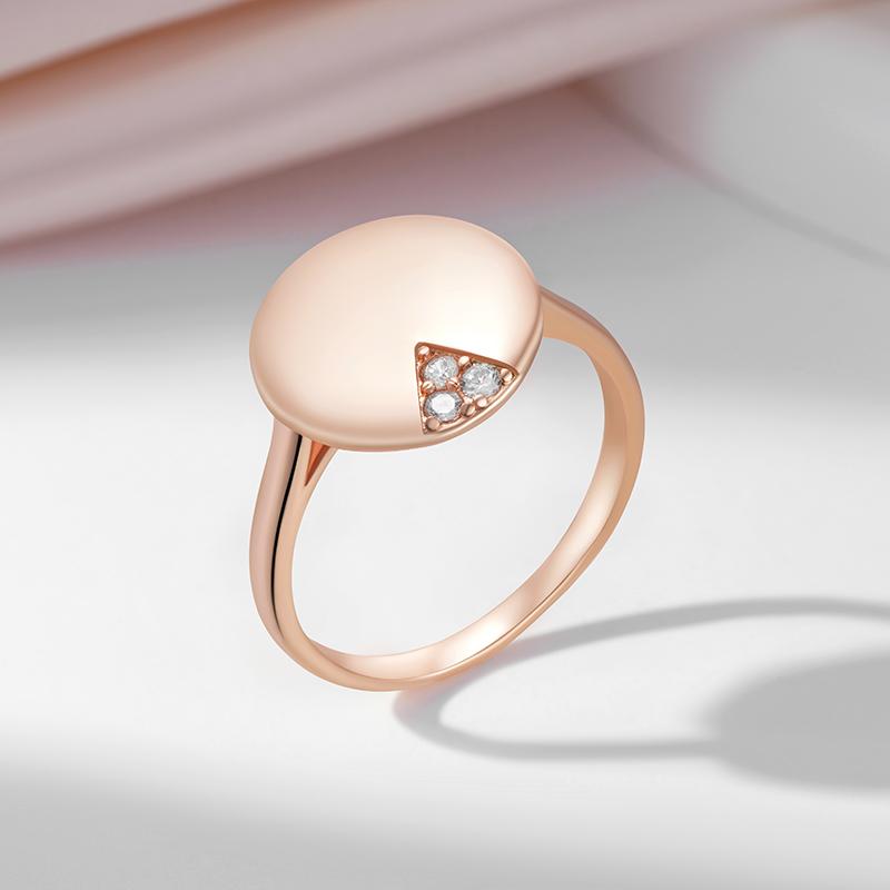 Ring im russischen Stil, roségoldfarben, reiner glatter Kreis für Damen, natürlicher Zirkon, Brautgeschenk, Ewigkeitsliebe-Schmuck