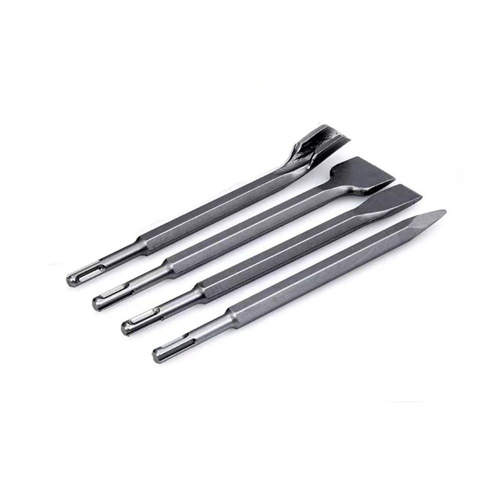 4Pcs Round Shank Hammer Drill Bit Pointed /Flat Bit Rotary Hammer Gouge Set  Tile Slotting
