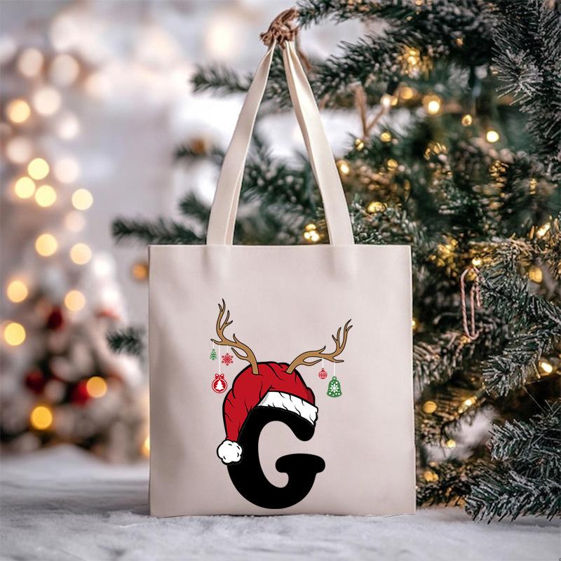 Christmas Letter Print Messenger Bag Student Casual Canvas Bag New