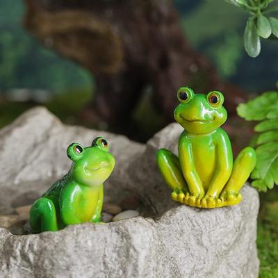 Garten Miniatur Frosch Statue Innen Außen Sitzende Frosch Figur Harz Cartoon Tier Skulptur Blume