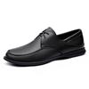Black Dress Shoes For Men Genuine Leather British Oxofrds Wedding Shoes Gentleman Daily Business Shoes Male Casual Lace-Up Flats