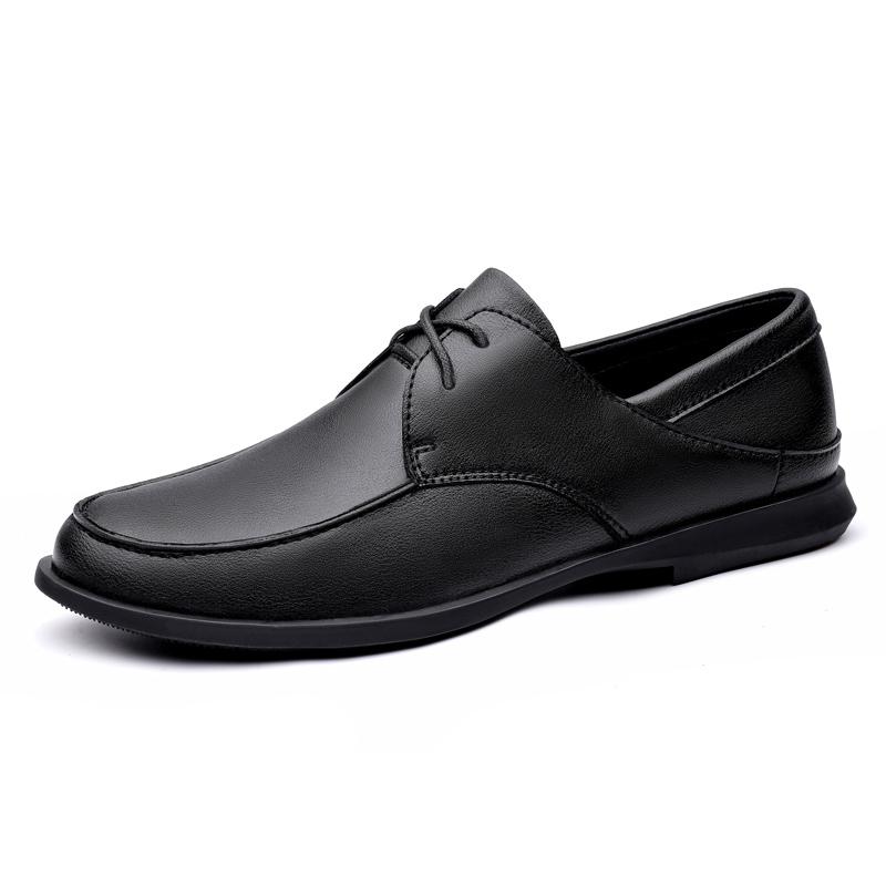 Black Dress Shoes For Men Genuine Leather British Oxofrds Wedding Shoes Gentleman Daily Business Shoes Male Casual Lace-Up Flats