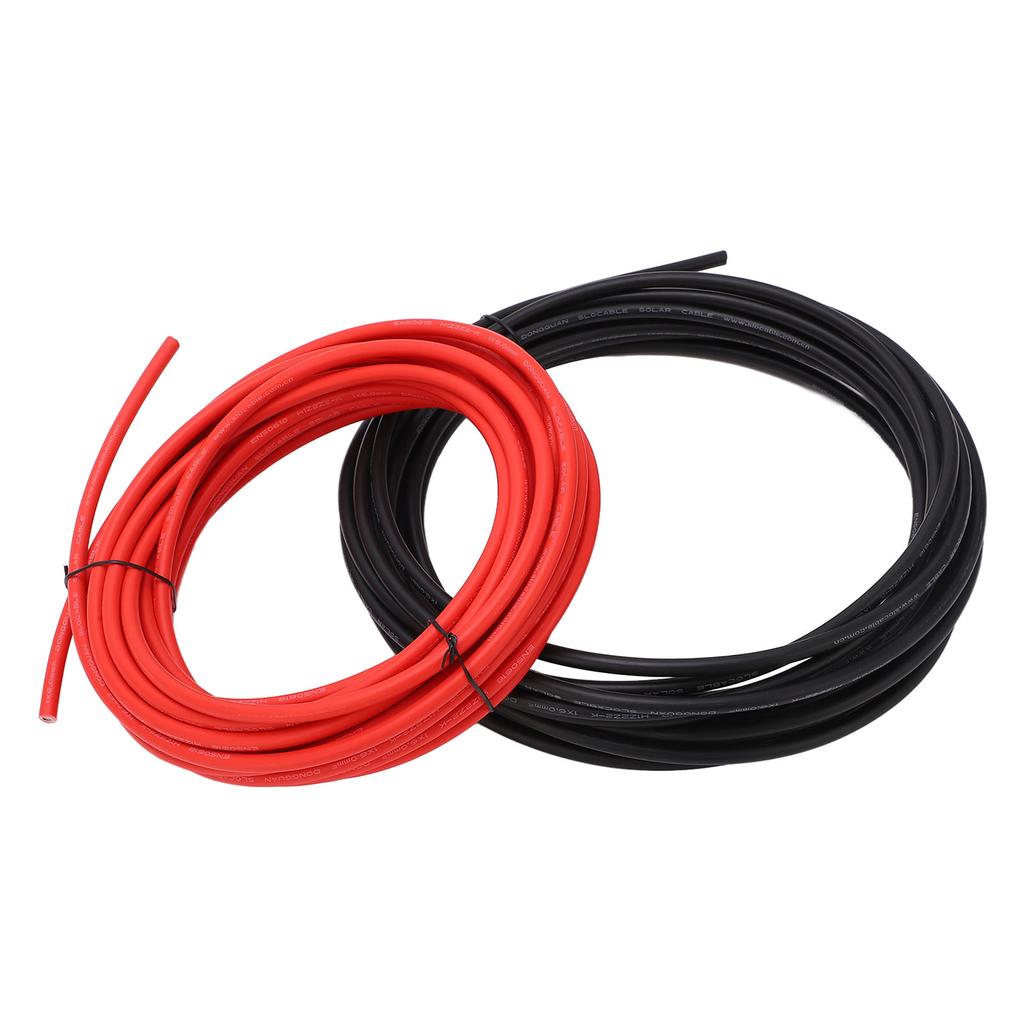 2 Pcs Solar Panel Wire XLPE Sleeve Tinned Copper Dual Insulation Temperature Resistance Solar PV Cable 6mm² 20m 65.6ft