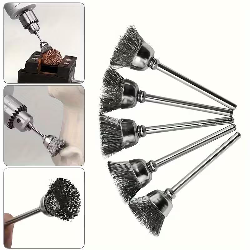36Pcs Brass Brush Steel Wire Wheels Brushes Drill Rotary Tools Polishing Rotary Tools Metal Rust Removal Brush Set