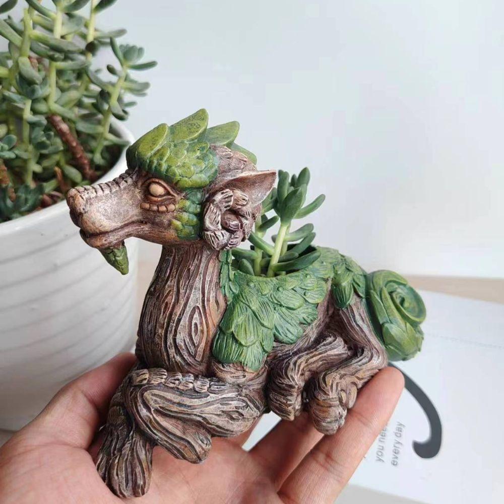 Outdoor creative dragon flower pot Garden guardian resin statue Home yard decoration Dragon flower pot Office desktop decoration