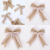 Christmas Bow Decor With Linen Fabric Handmade Holiday Diy Home Party Supplies