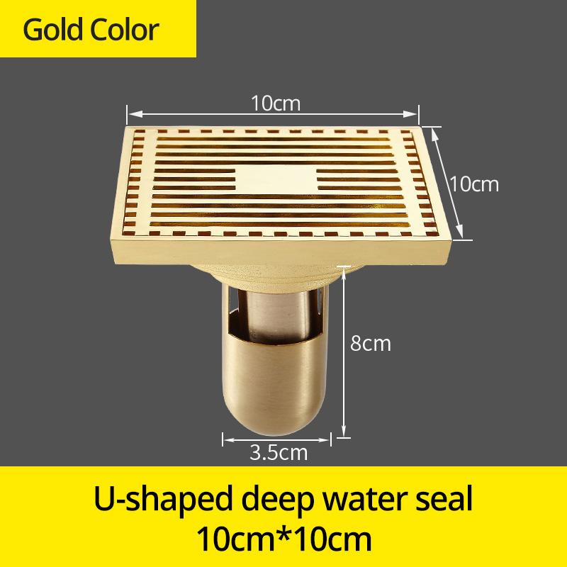 Drains 10*10cm Solid Brass Chrome Silver Shower Drain Bathroom Square Cover Anti-odor Hair Strainer Balcony Floor DrainBS-8109A