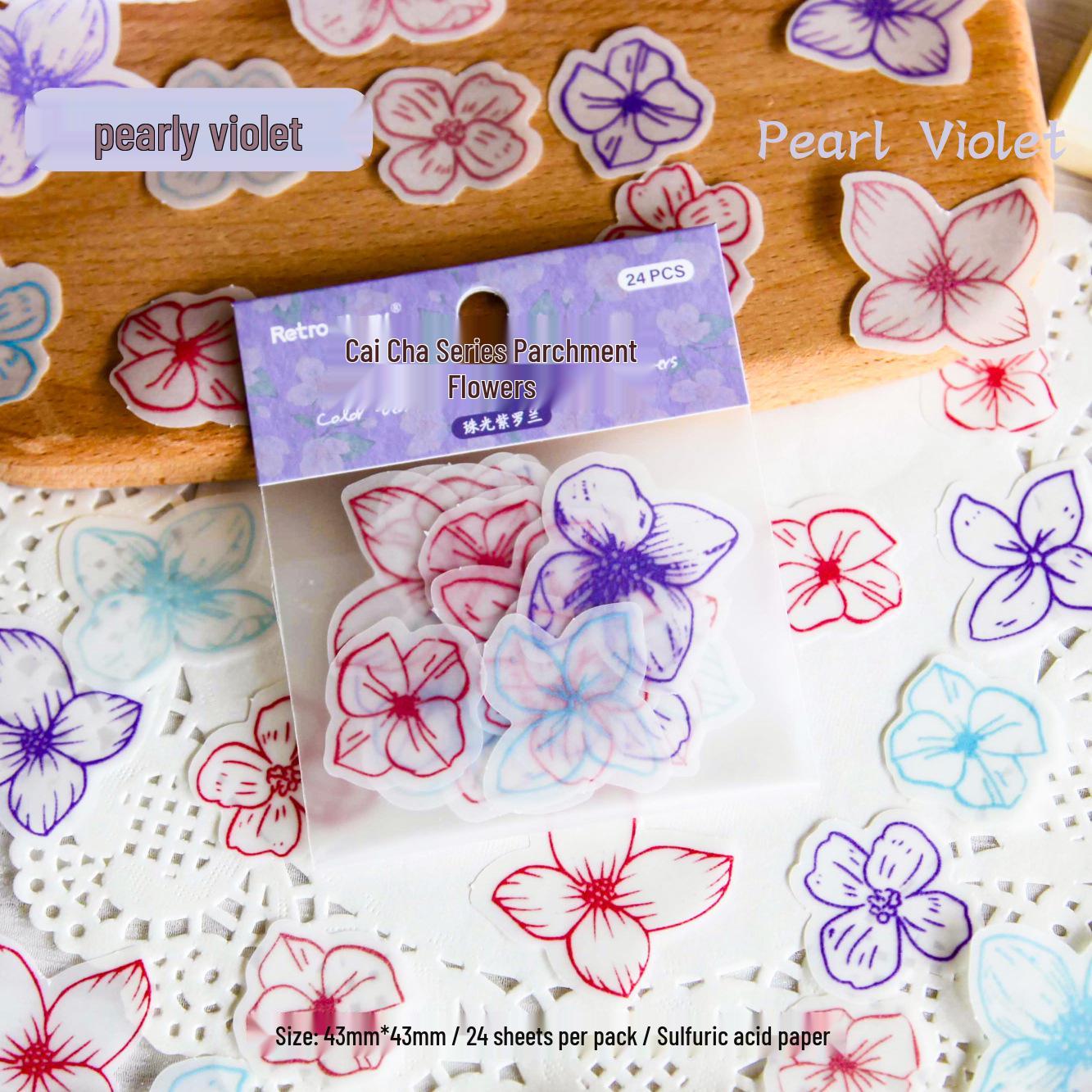 

Retro Story Sulfuric Acid Paper Camellia Flower Stickers for DIY Diary and Creative Decoration