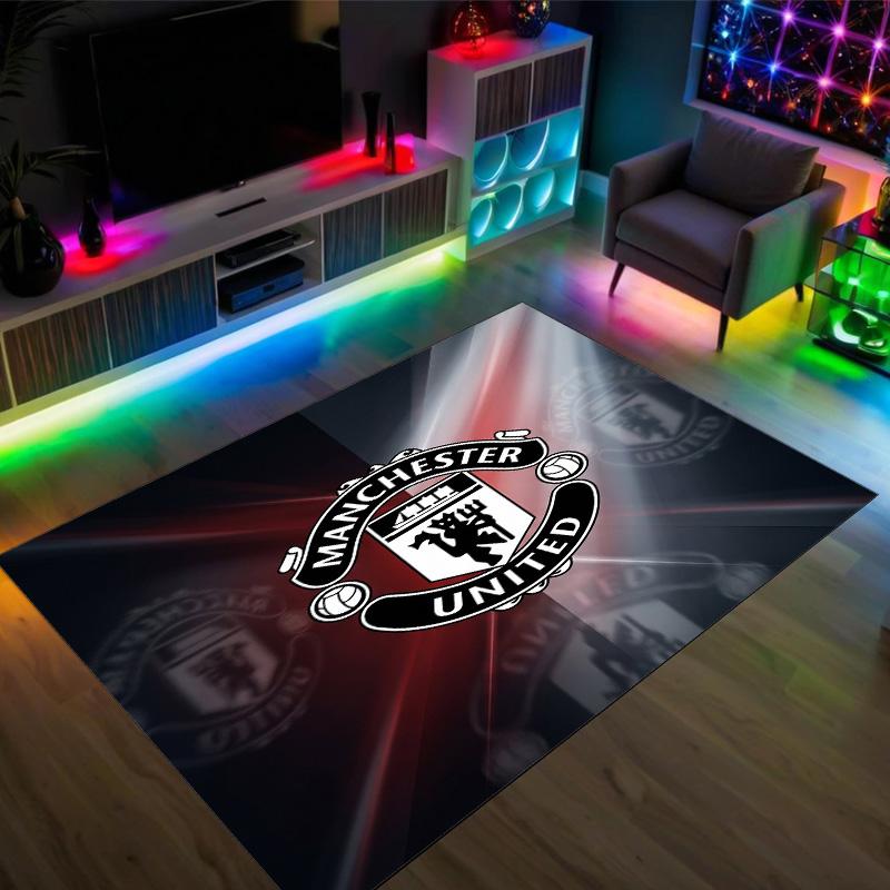Manchester United FC Design Crystal Velvet Carpet Cozy Non?Slip Printed Rug For Bedroom Living Room Entrance