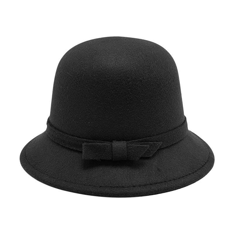 Autumn and Winter Simple Woolen Top Hat Autumn and Winter Dome Elegant Bucket Hat Versatile Senior Sense Retro Basin Hat Women