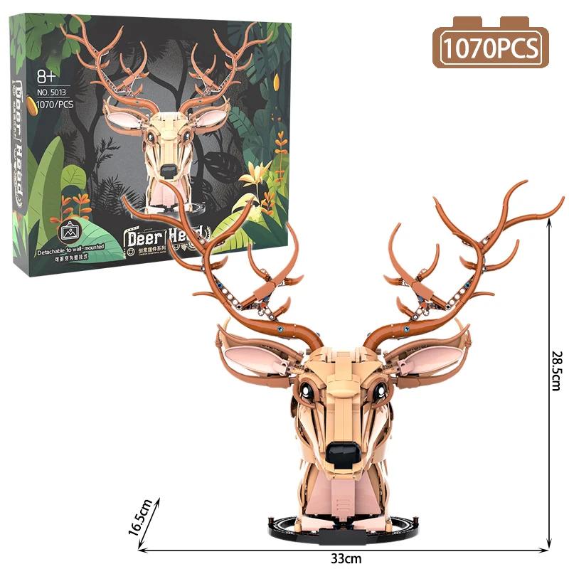 

Ideas Deer Head Building Block Creative Expert Animal Removable To Wall-Mount Eagle Head Ox Head Model Bricks Toys For Boy Gift No Box олений
