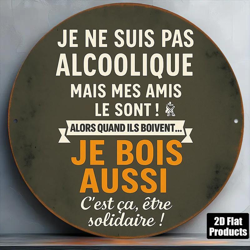 D Flat D Flat pc Dflat xinch Round French AlcoholThemed Aluminum Sign Vintage Decorative Plaque Suitable for Bar