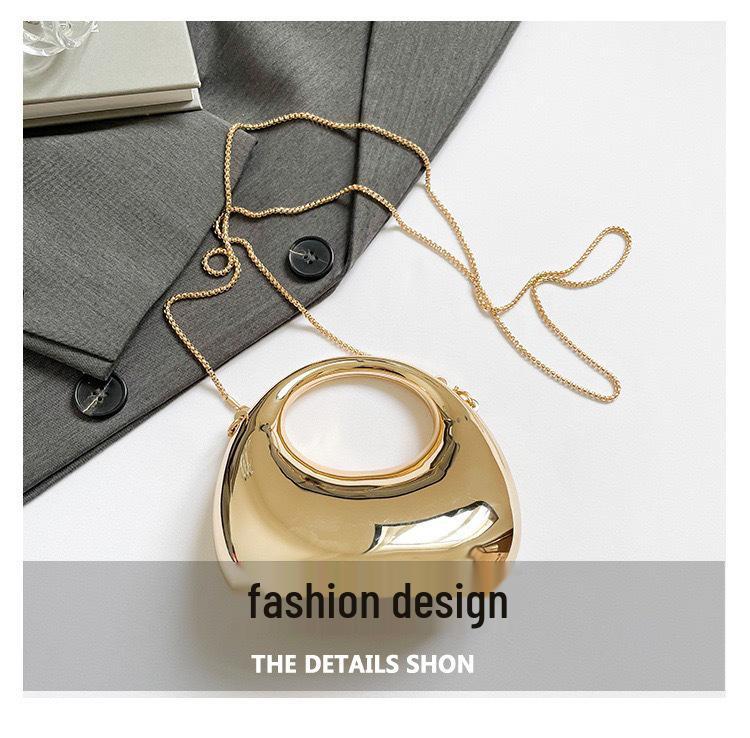 2025 Spring/Summer European & American High-End Crescent Acrylic Bag with Gold/Silver Accents - Handbag & Evening Bag