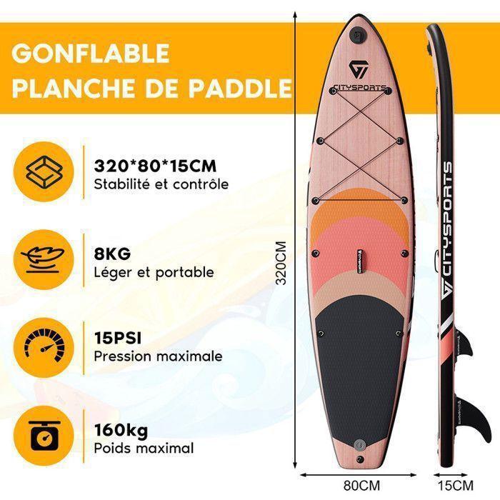 Stand Up Paddle Inflatable-couleur of bois-320 80 15CM-jusqu' 160 kg-Accessoires complets-SUP