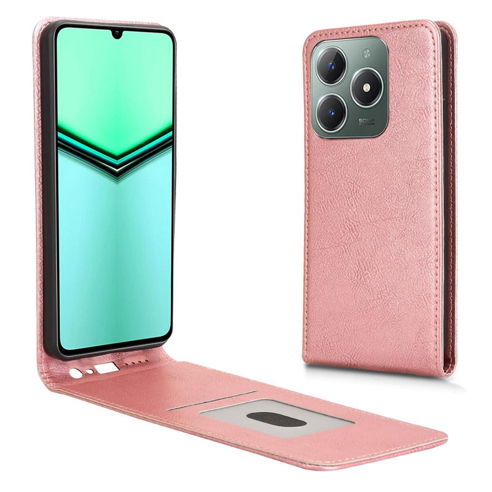 

Чехол для телефона Realme Note 60/Note 60x 4G/C63 4G/C61 4G/Narzo N63 4G Магнитный вертикальный откидной кожаный чехол со слотом для карт Rose Gold