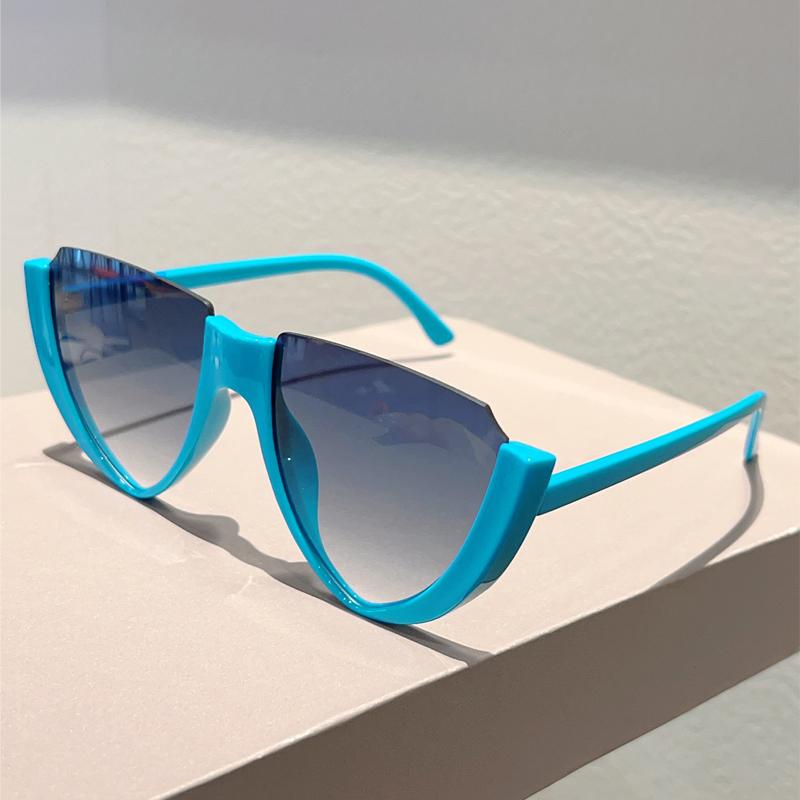 Triangle Shaped Sunglasses New in Fashion Semi-rimless Gradient Shades Trendy Brand Design Casual Decor Sun Glasses