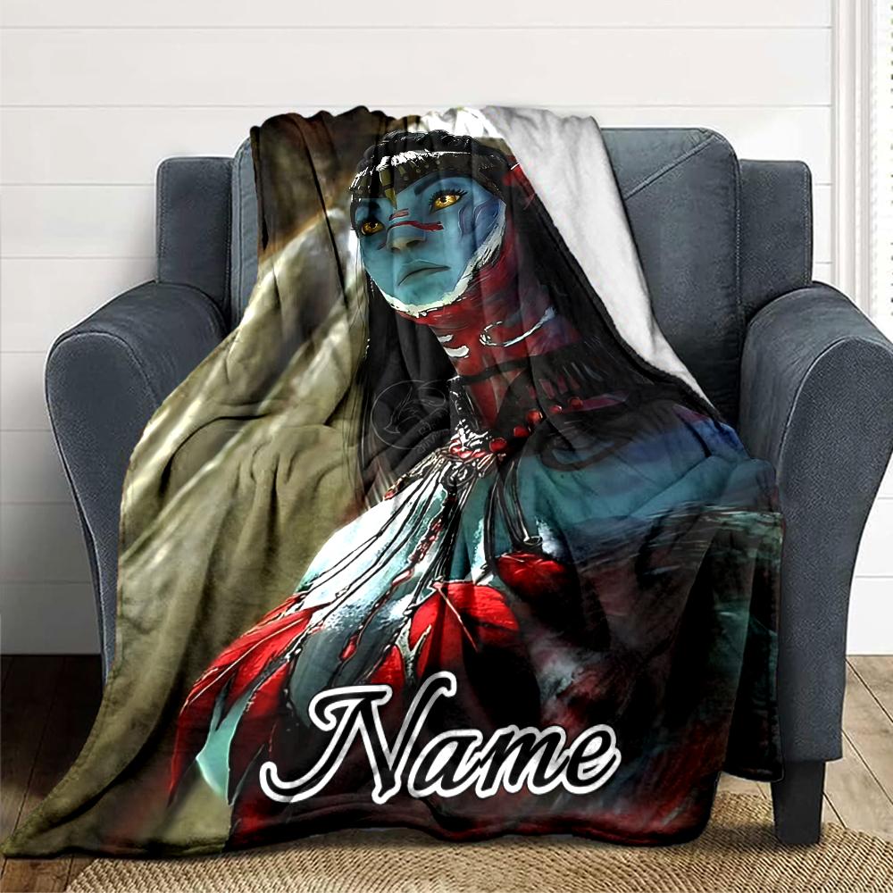 Custom Name Avatar Blue Beauty Party Blanket For Couch Bed Plush Cozy Fuzzy Blanket Super Soft Warm Blankets For Fall And Winter 0916282