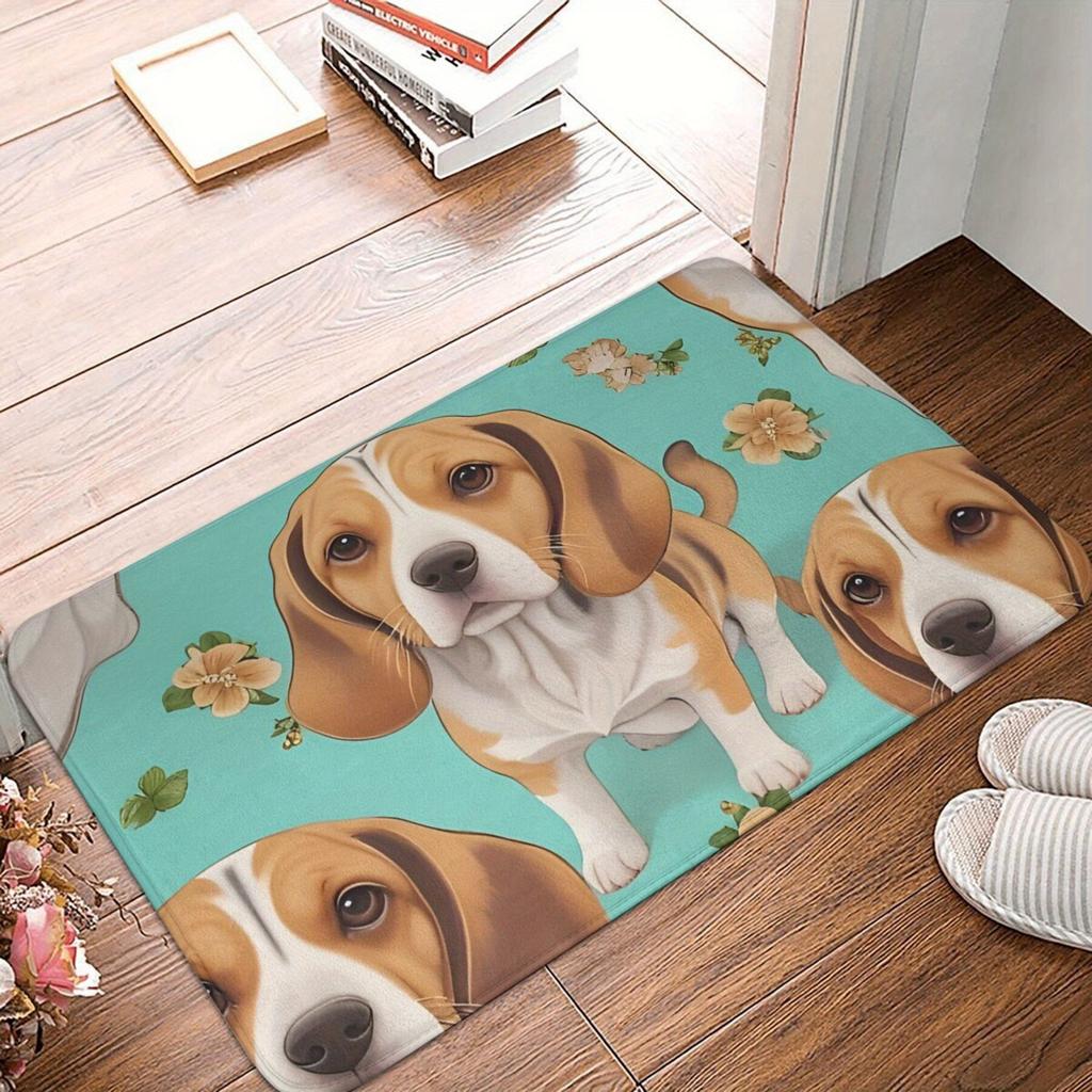 1pc Bedroom Mat Stylish Beagle Doormat Flannel Carpet for Entrance Home Decoration