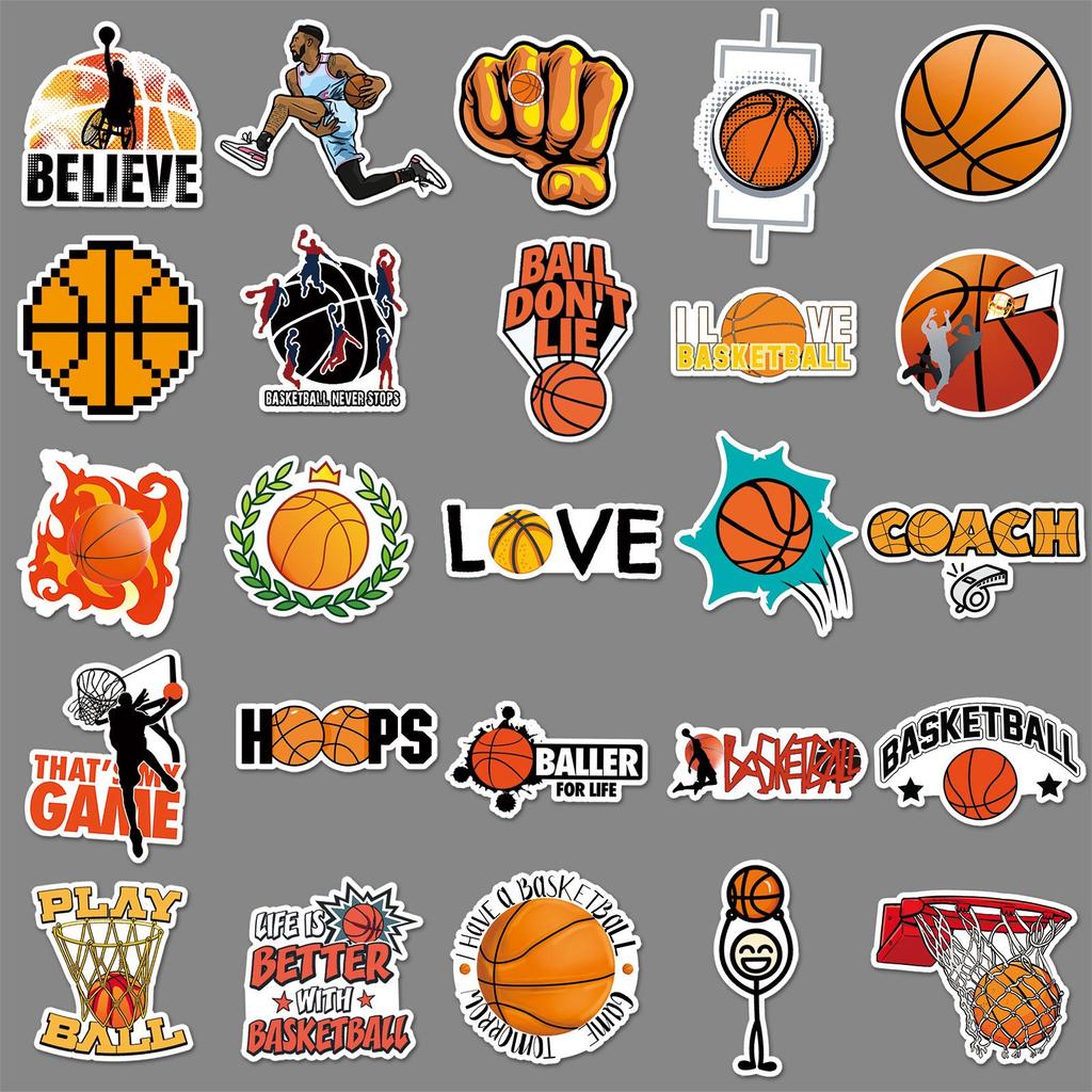 50 Basketball Sports Stickers for Skateboards, Luggage, Laptops, Cars, and Motorcycles