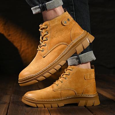 Stivali Invernali da Uomo Stile Retro 2025 Stivaletto Desert High Top Casual con Lacci Scarpe da Strada Cool Comode Antiscivolo Stivaletti alla Caviglia in Pelle Marrone