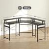L Shaped Work Desk With LED Lights Black