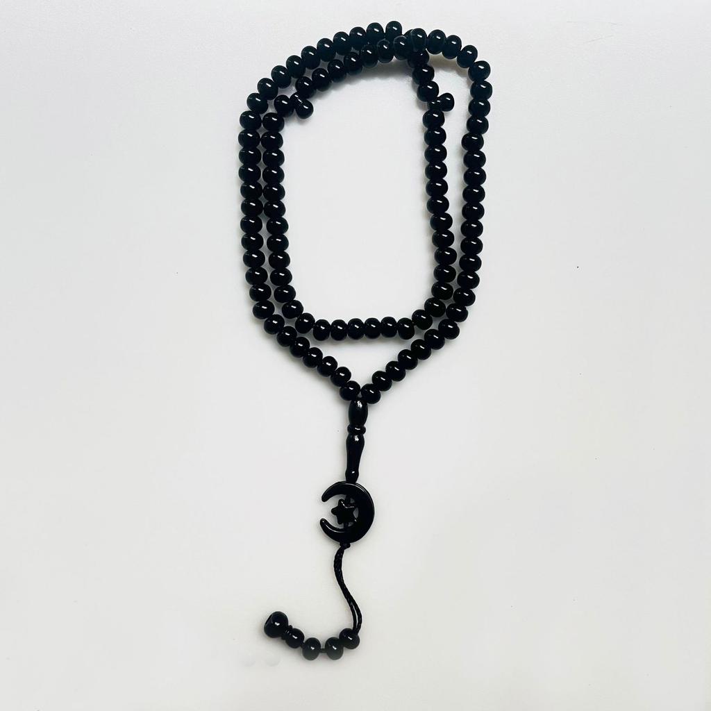 Mond Stern Rosenkranz Glatt Muslimische Tasbih Gebetsperlen Acrylperlen Halskette Exquisit 8mm Gebetsperlen Für Eid Al-Fitr Ramadan