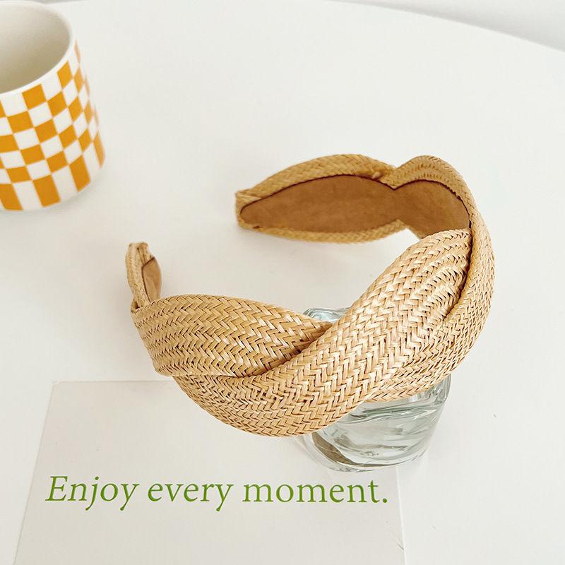 Women Headband Wide Brim Hair Band Fashion Fashion Solid Headdress Hairpin Color Straw