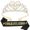 2025 Elegant Graduation Crown And Shoulder Strap Set Graduate Ribbon Etiquette Belts Decoration For Parties And Celebrations