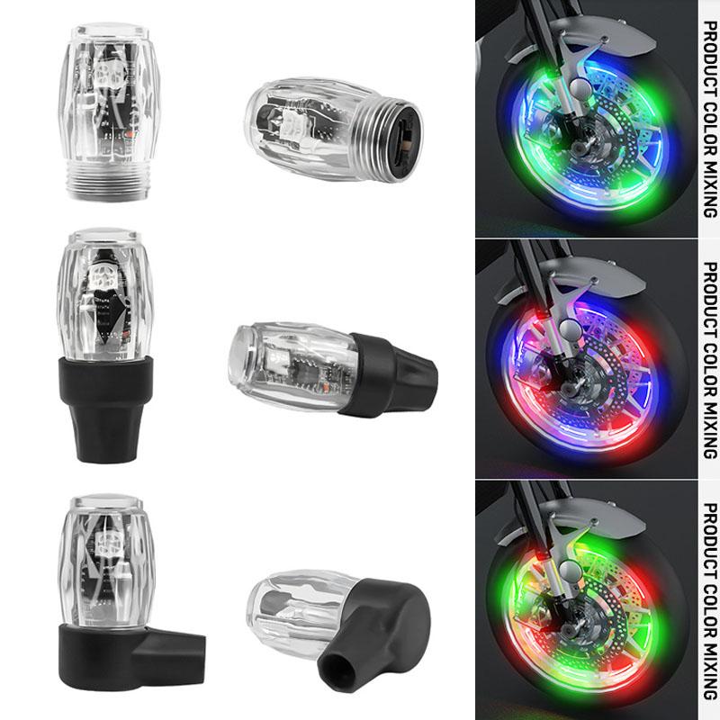 4PCS Car Tire Valve Cap Lights USB Charging Colorful Motorcycle Bicycles Air Nozzle Light Vibration Sensor Decorate Ambient Lamp