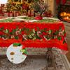 Christmas Rectangle Tablecloth Waterproof Xmas Holly Candy Cane Table Cloth Washable Table Cover for Home Dinner Party Decoration