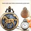 Zodiac Pocket Watch Retro Commemorative Pocket Watch Flip Necklace Pendant Watch Hollow Large Dial Elderly Watch