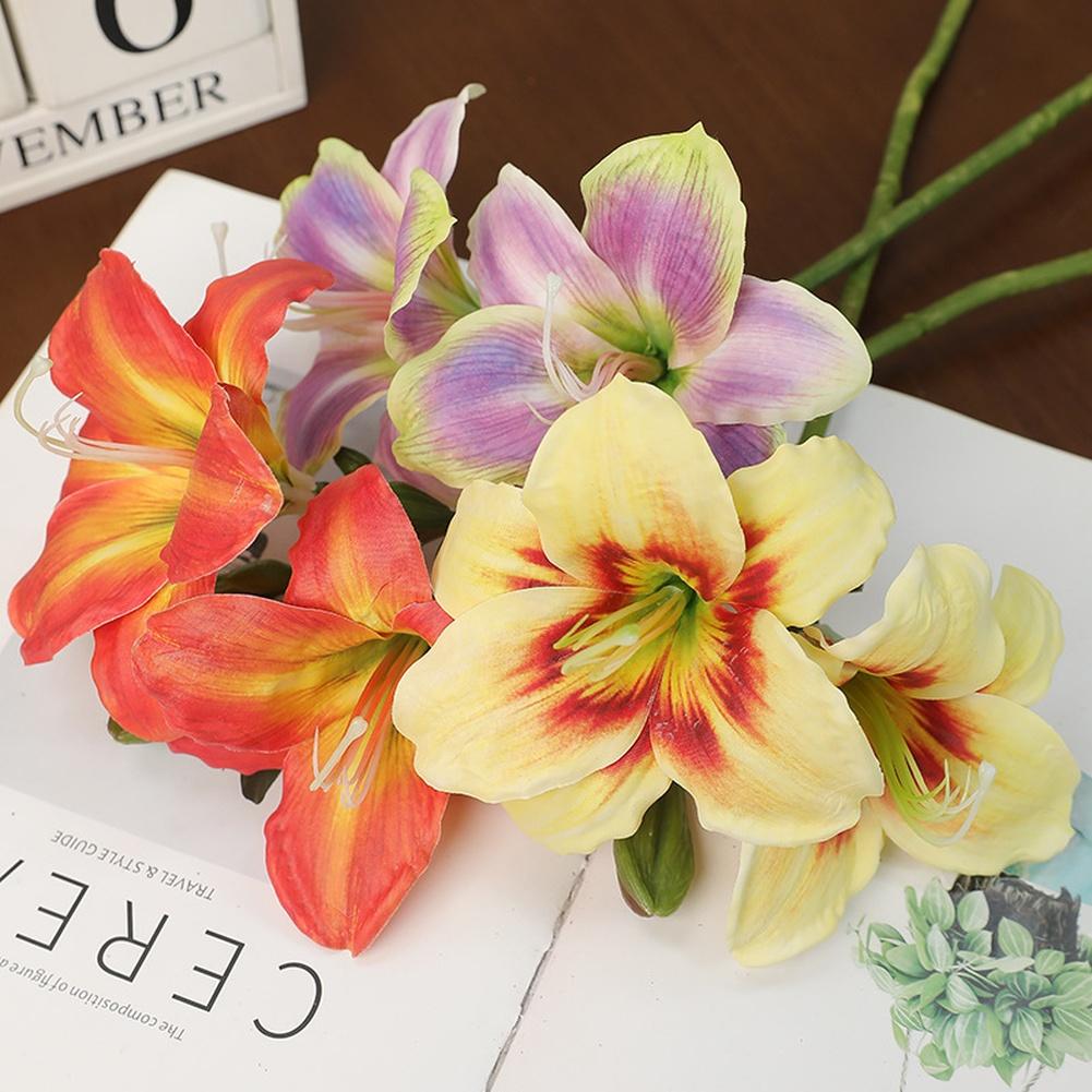 Two Head Silk Orchid Artificial Flower Bouquet with Bendable Stems for Wedding