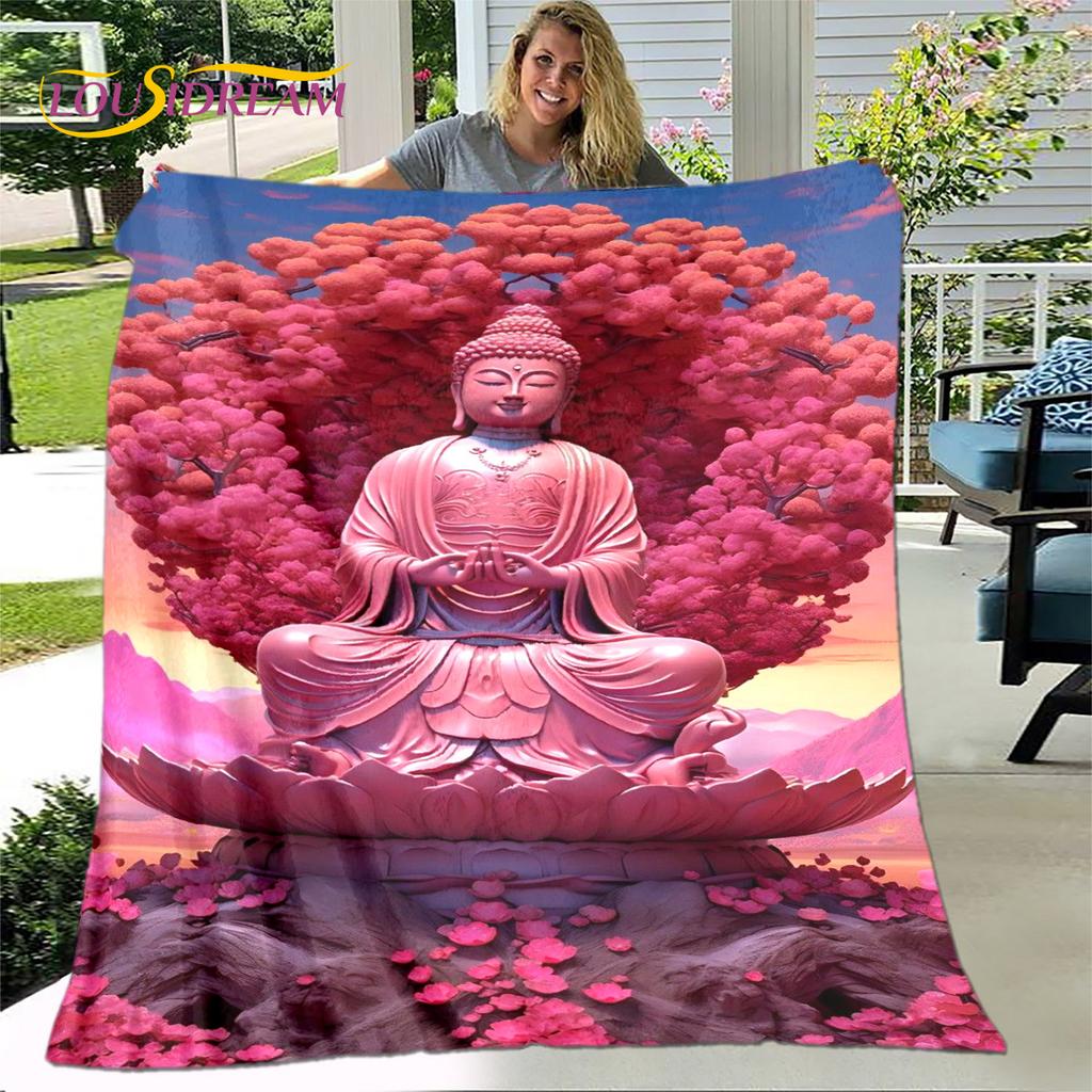3D Šákjamuni Buddha Guanyin Bódhisattva Buddhismus Víra Náboženství Deka Měkká deka pro domácnost Modlete se Ložnice Postele na pohovku