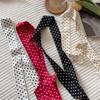 Elegant Polka Dot Silk Scarf & Headband Ribbon: Versatile Hair Accessory for Ponytails or Bags.