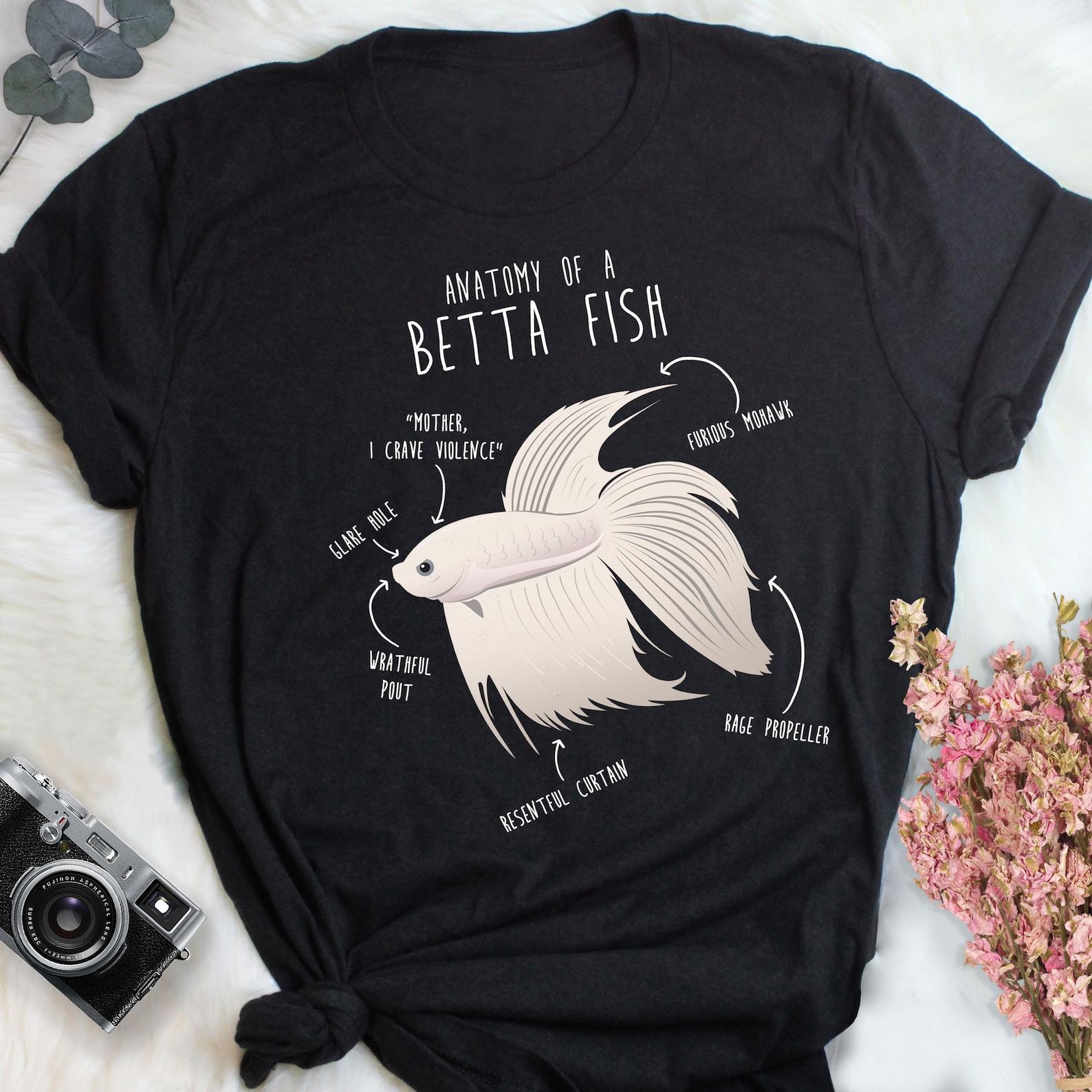 White Betta Fish Shirt, , , Funny Platinum Betta Lover Gift, Cute Pet Siamese Fighting Fish T-shirt, Tropical Aquarium Tank Tshirt 150