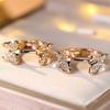 Charm Female White Crystal Stone Cute Butterfly Hoop Earrings Gold Color Simple Wedding Jewelry For Women