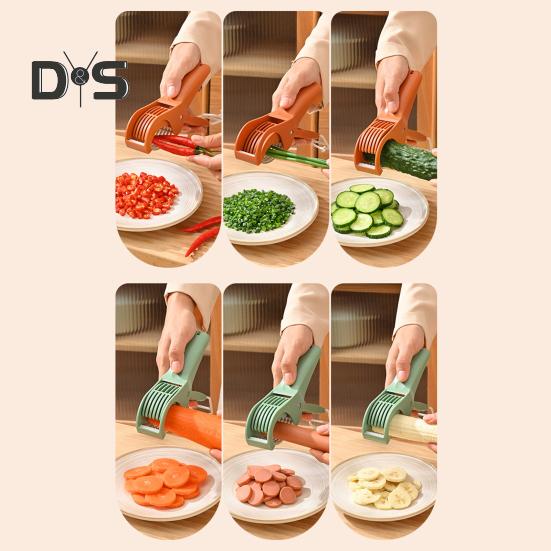 Cortador Manual de Frutas Picador de Verduras Portátil Creador de Ensaladas con Pelador Cortador de Cocina Multifuncional para Rábano Zanahoria Pepino