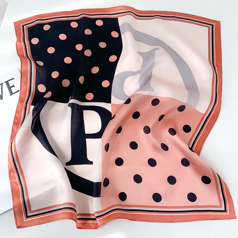 

Polka dot mulberry silk scarf - ready to ship, professional neck scarf, chic spring/autumn gift, stylish shawl 53*53CM