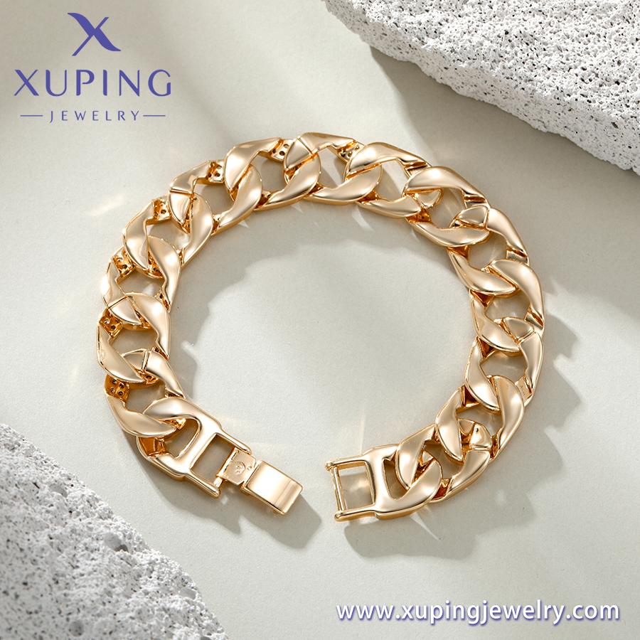 X000465976 Ювелирная фабрика XUPING Браслет Позолоченный 18K Кубинский браслет Экологическая медь Модный Xuping Массивные браслеты 20.5cm&X000465976