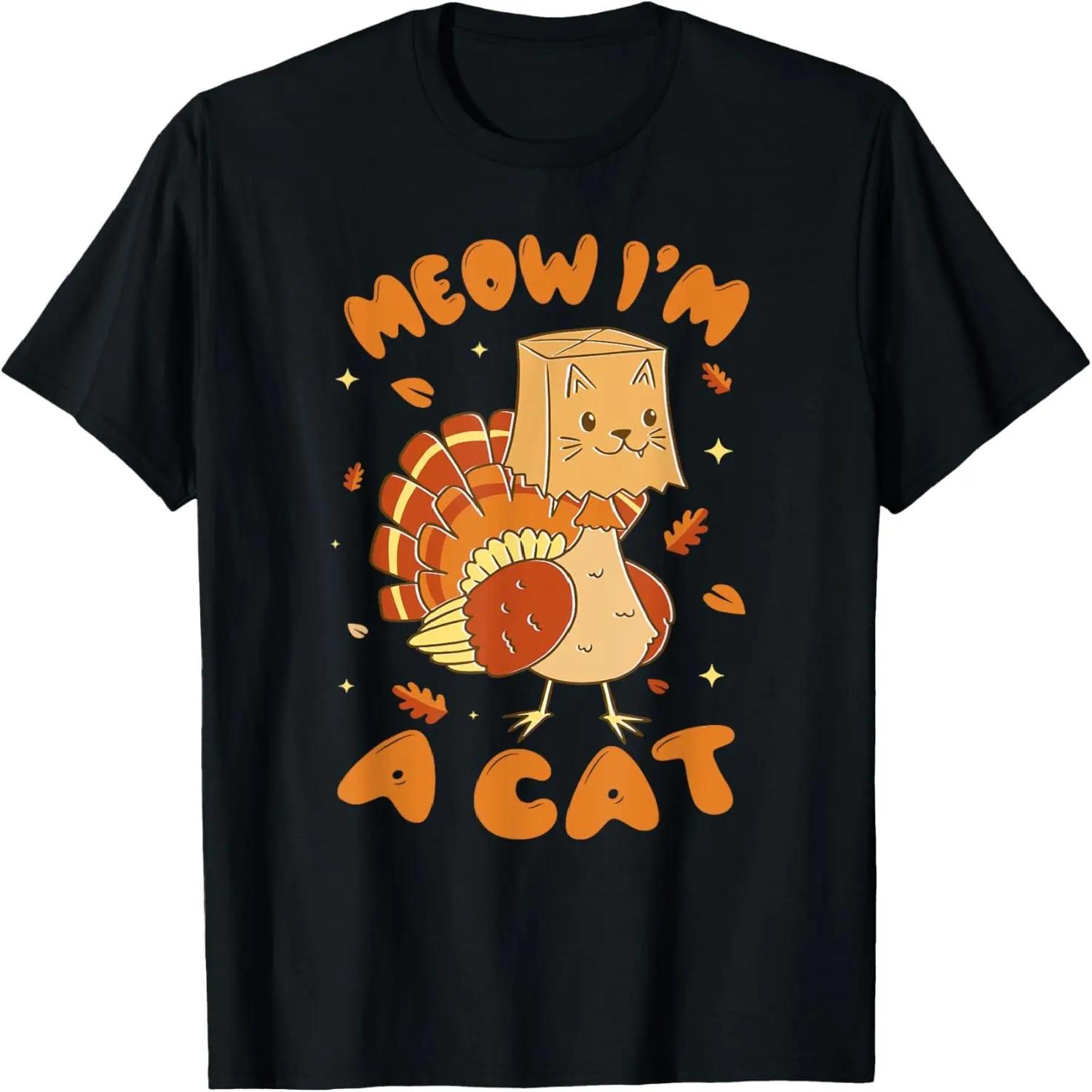 Meow i m a cat turkey thanksgiving kids T-Shirt XXXXXL чёрный