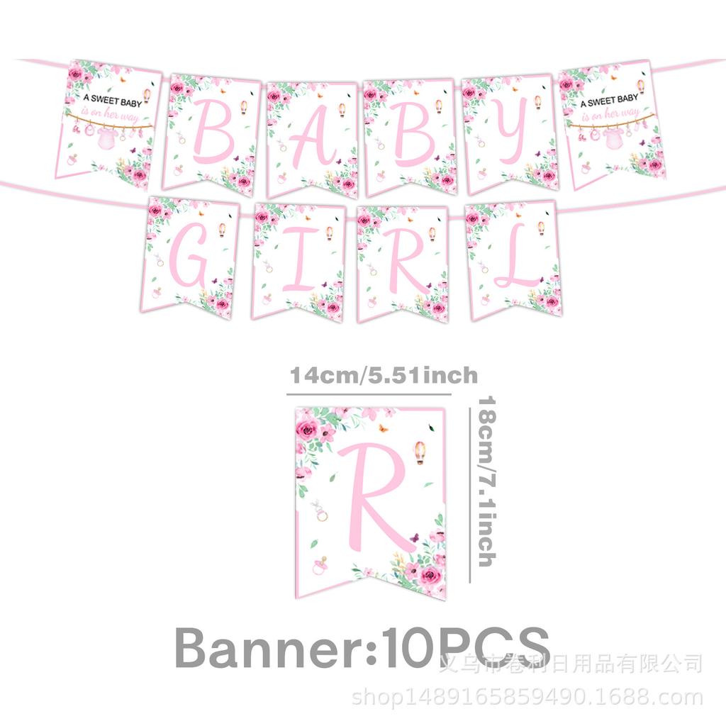Rosa Taufe Themenparty Zubehör Babyparty Dekoration Party Geschirr Banner Tissue Arrangement Zubehör