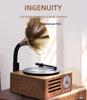 Retro Wood Grain Bluetooth Vinyl Speaker with Rotating Design