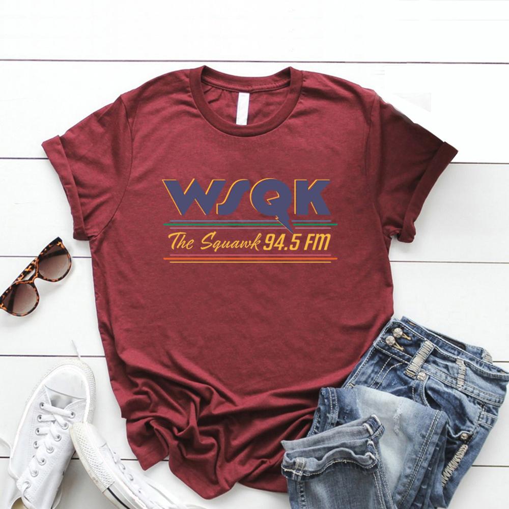 WSQK The Squawk 94.5 FM Radio Tričko Pánské Dámské Trička s Krátkým Rukávem Vintage Grafická Trička Retro Streetwear Topy Wsqk Merch