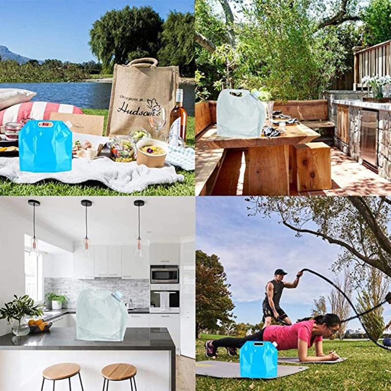1PC 5L Collapsible Emergency Water Jug Container Bag Plastic Water Carrier Tank, Outdoor Folding Water Bag for Sport Camping